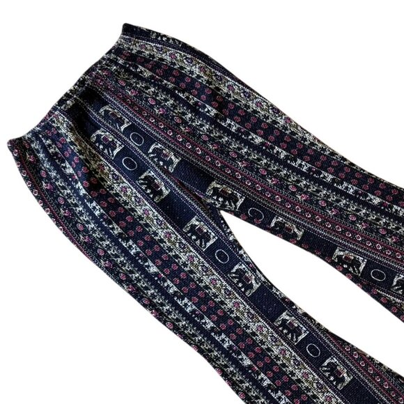 Anama Boho Flare Pants Size Large Tribal Elephant Print Stretch Knit Festival - Picture 7 of 8